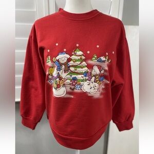 VTG Red Snowman Family Not So Ugly Christmas Crewneck Sweatshirt‎ Women’s Size M